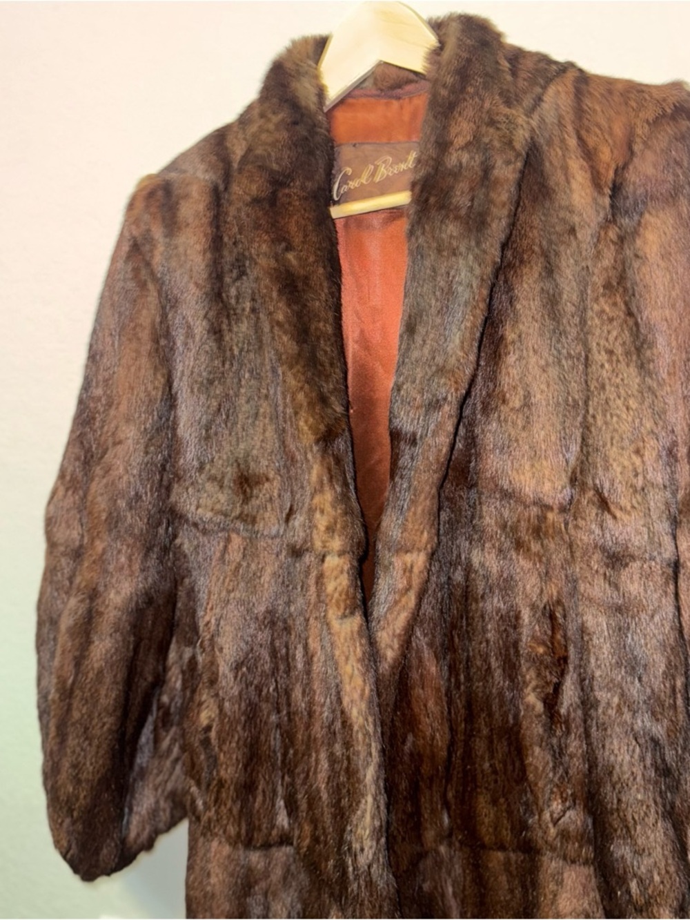 Vintage Mink Fur Coat Real Fur Brown Carol Brent 60s Mid Length Classic Coat - Picture 13 of 16
